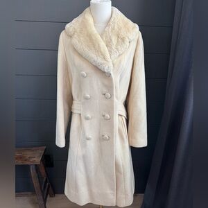 Roos Atkins Vintage 1960 Cream Double Breasted Classic Peacoat Made in USA